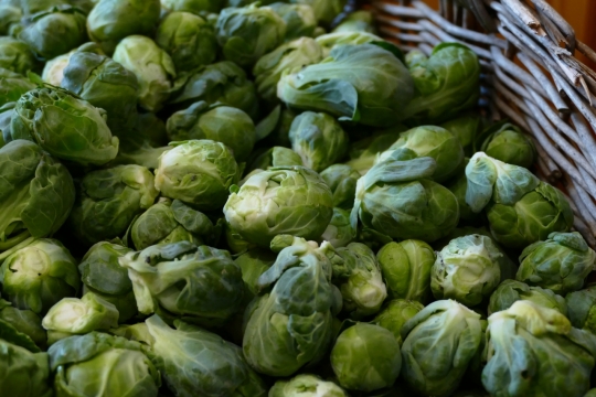 箩筐中成堆的绿色包菜蔬菜食材食物