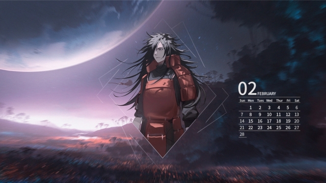 2021年2月唯美二次元动漫卡通日历壁纸