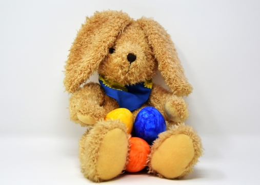 白色背景可爱兔子造型毛绒玩具