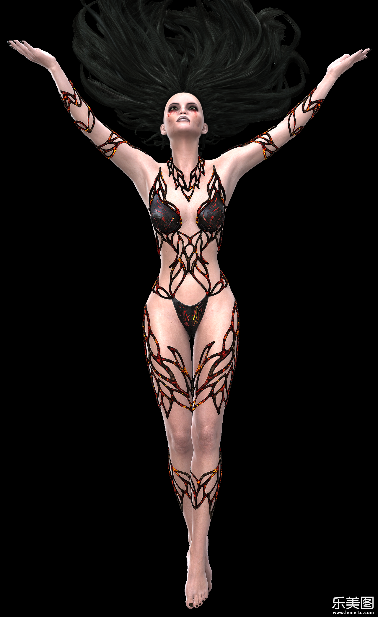 性感身材美女比基尼人体艺术长发美女3d模型