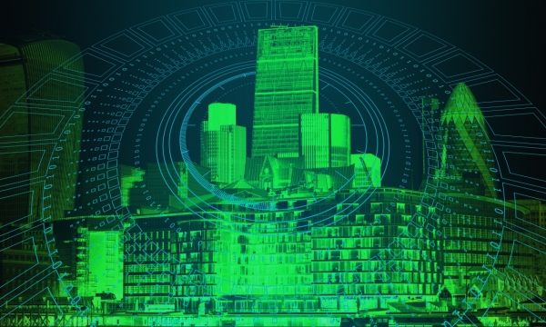 夜视仪效果华丽建筑大厦创意摄影