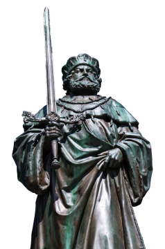 举着宝剑的国王人物雕像铜像