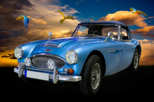 蓝色汽车经典款式造型外观