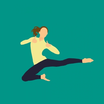 在空中跳跃飞踢的卡通女孩创意形象