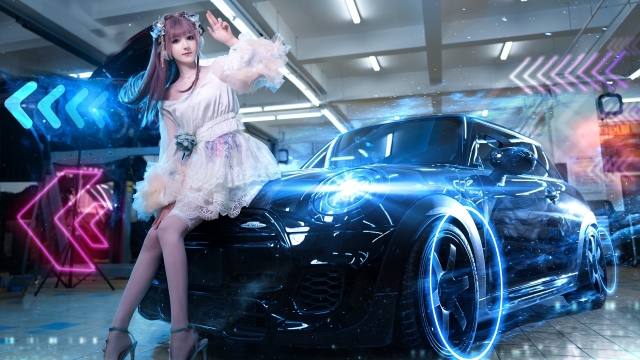 《王牌竞速》真人美女cosplay白色裙子美腿壁纸