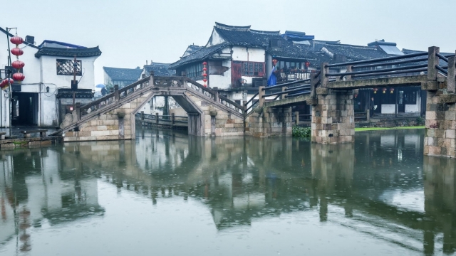 烟雨西塘古镇无水印电脑桌面高清壁纸