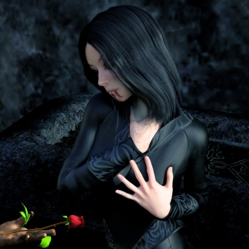 女人带刺的玫瑰暗黑长发阴暗颓废
