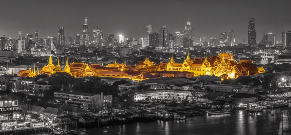 局部色彩城市夜景全景图