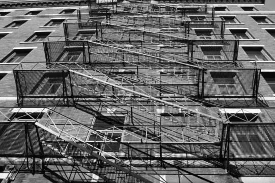 黑白纽约城市高楼建筑仰拍