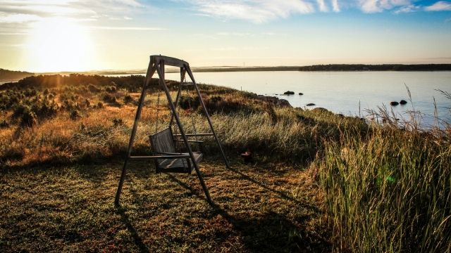 户外秋千在自然风光高清桌面壁纸