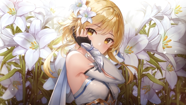 游戏原神花丛中的女孩高清桌面壁纸