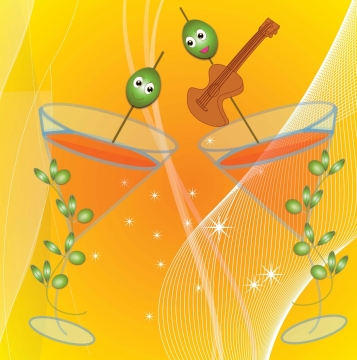 音乐酒吧果汁鸡尾酒杯子黄色底图