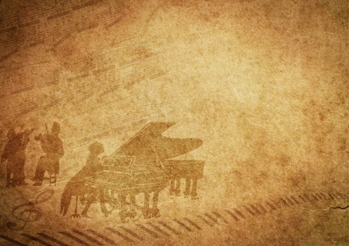 纸上古典乐队演奏剪影插画