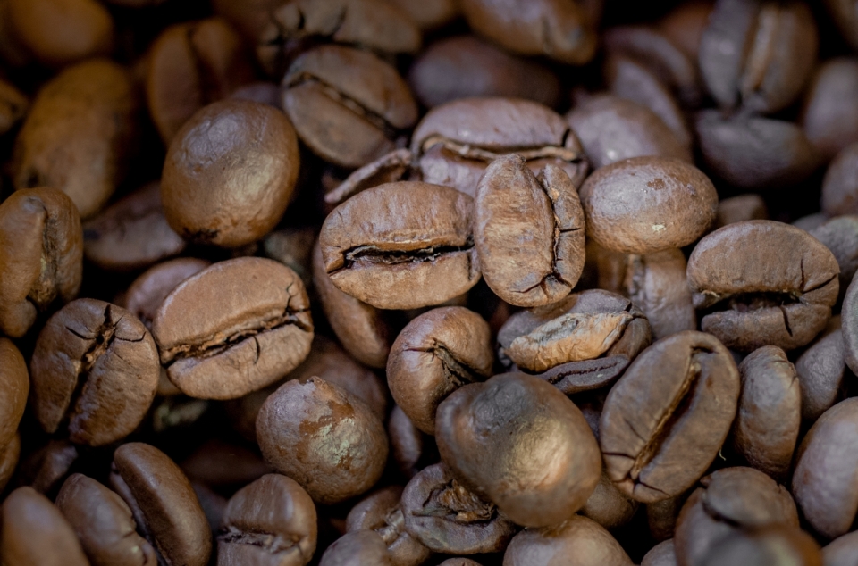 成堆堆在一起未加工的咖啡豆
