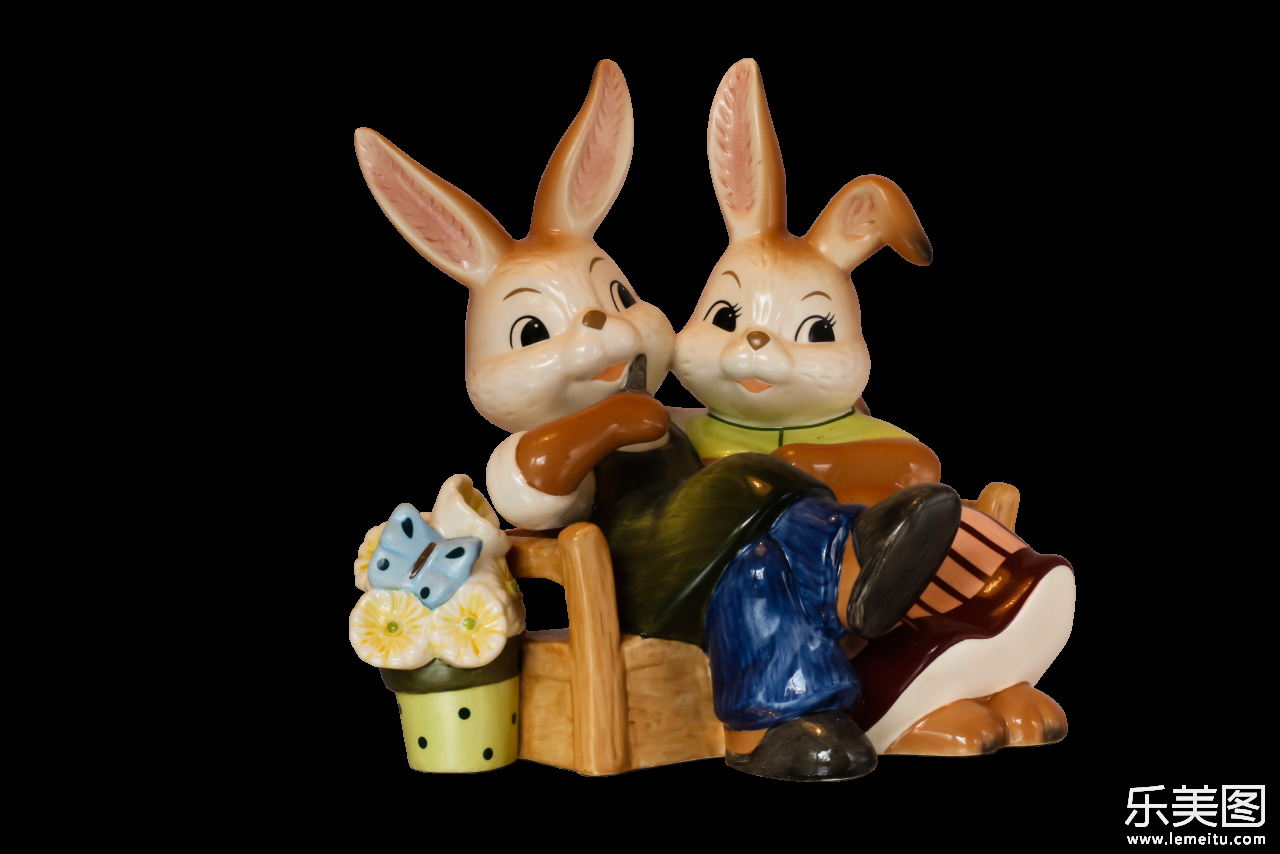 彩色塑料可爱兔子拟人模型玩具