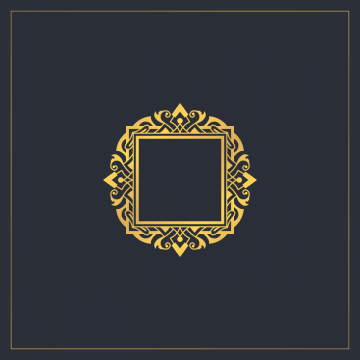 黑色背景下圆形方孔金色花纹创意素材