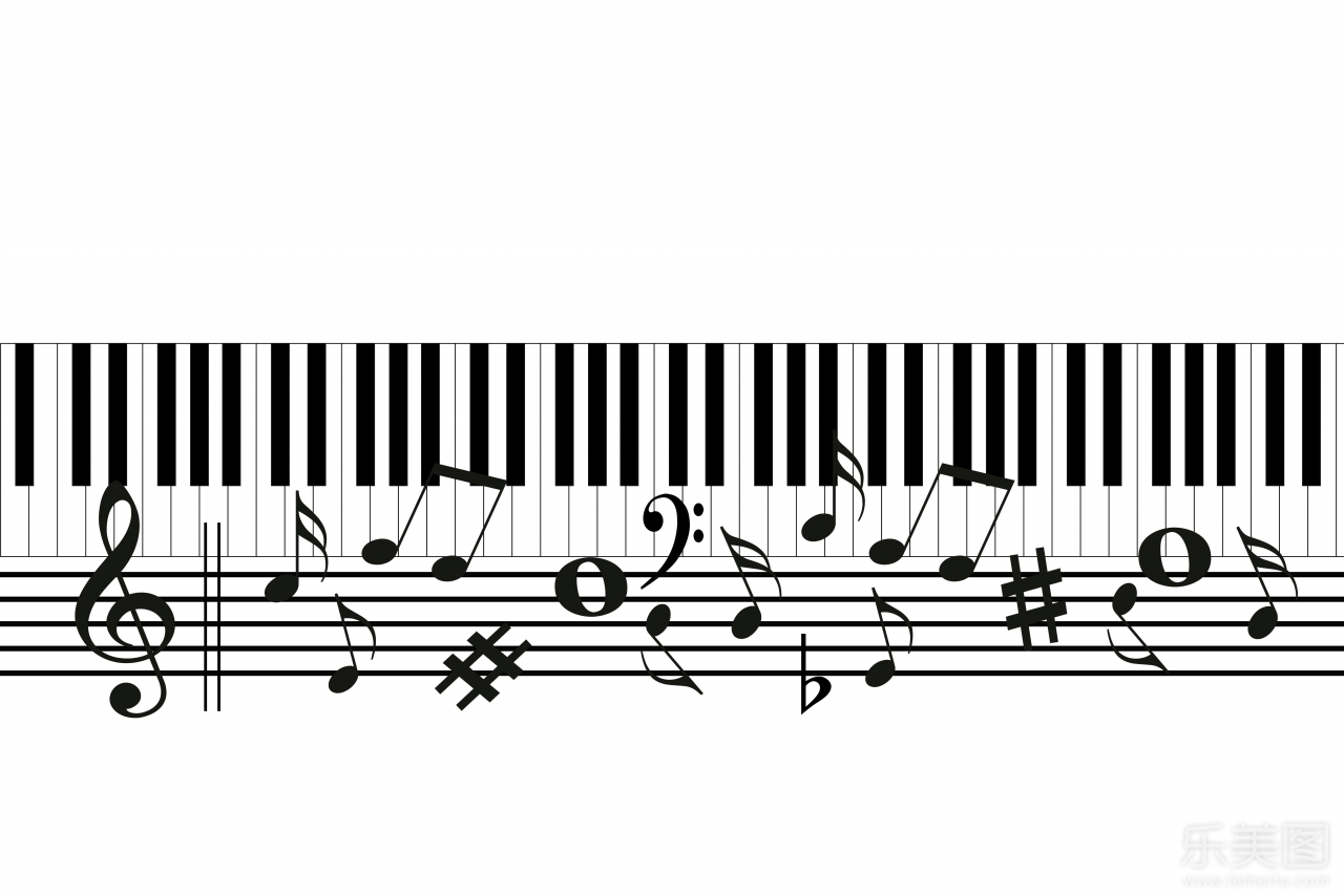 黑白键音乐音符钢琴logo海报乐器