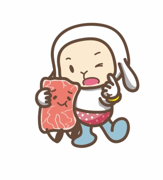 正在吃肉的可爱小兔卡通形象