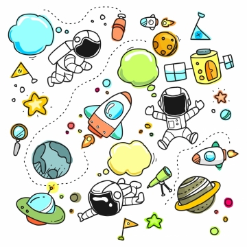 宇宙太空星球宇航员动画插画