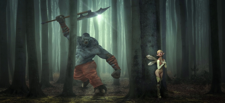 巨人精灵森林黑暗大刀游戏模型