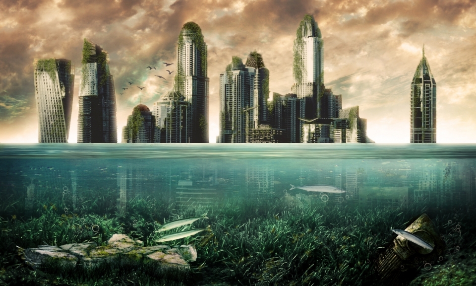 世界末日淹没城市创意设计图片