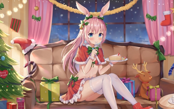 圣诞节唯美动漫美女高清桌面壁纸