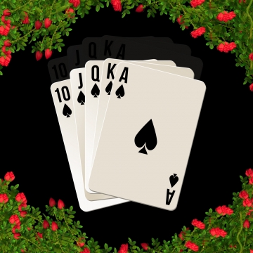 黑色玫瑰边框背景简约黑白扑克牌