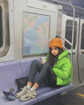 唯美插画美女写真图片