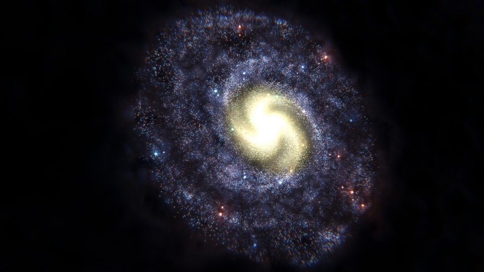 黑暗宇宙中炫丽的螺旋银河系创意设计