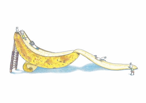 动画创意香蕉滑梯手绘设计