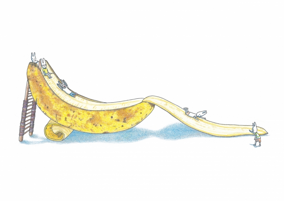 动画创意香蕉滑梯手绘设计