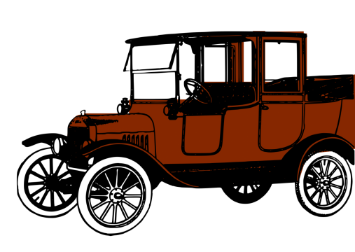 白色背景上棕色老爷车插画