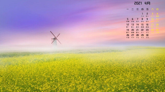 2021年4月油菜花高清日历壁纸