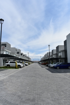 整齐排列别墅区房屋街道风光