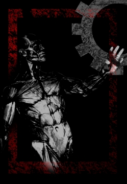 黑色复古风格的人体肌肉解刨模型摄影