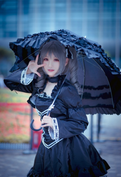 美女摄影_礼服少女双马尾可爱写真