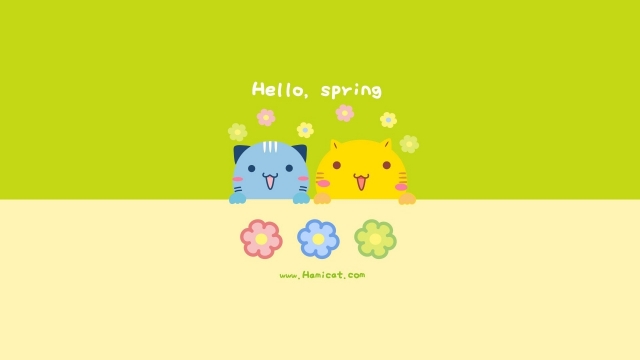 哈咪猫春天来了卡通高清桌面壁纸