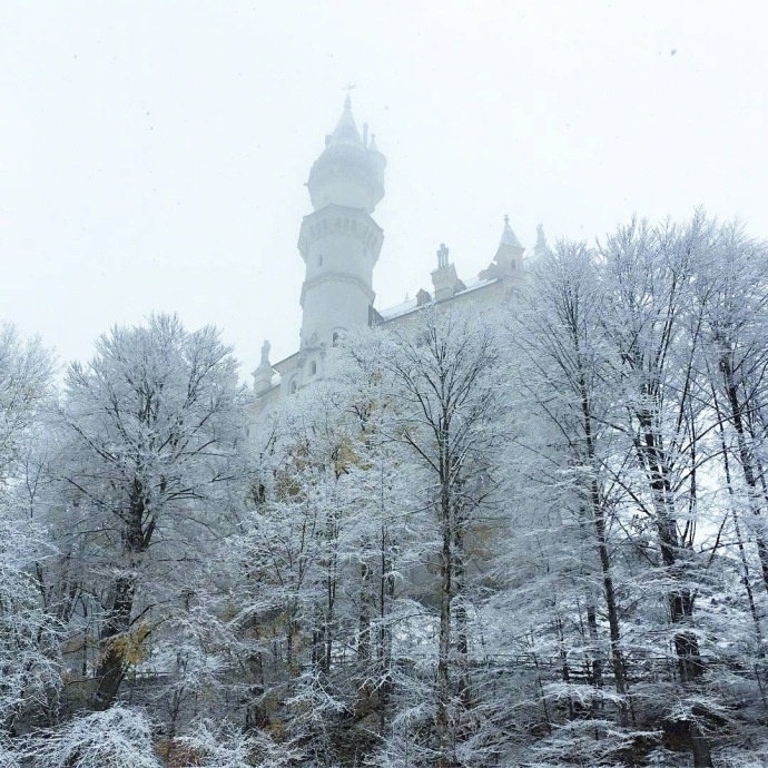 德国新天鹅堡雪景图片