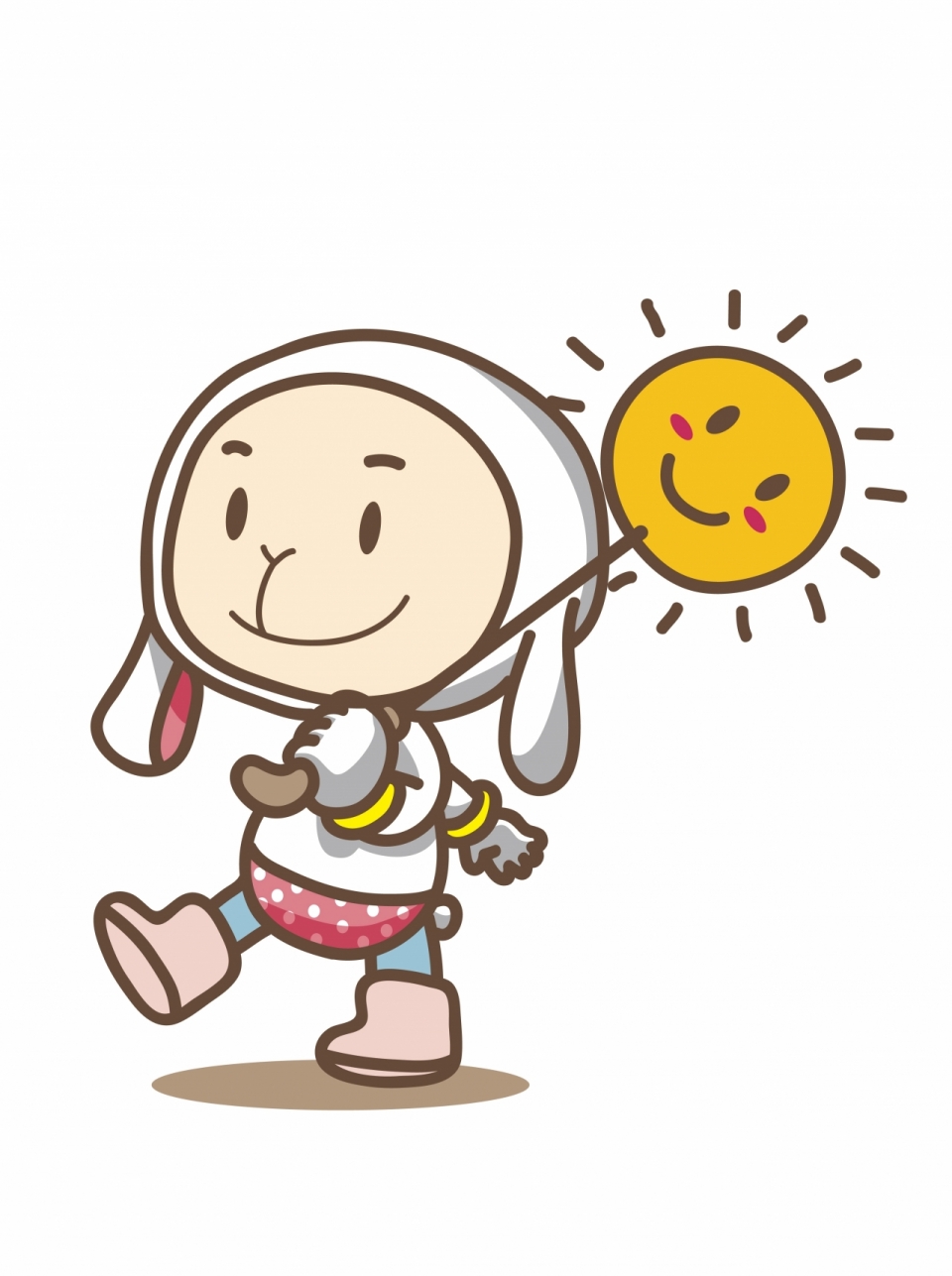 扛着小太阳行走的可爱小兔卡通形象