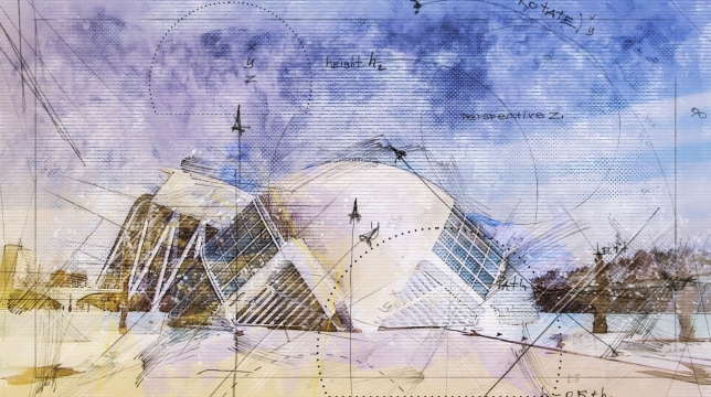 城市建筑创意设计插画