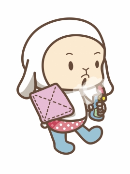 正在呵气擦玻璃的可爱小兔卡通形象