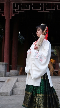 刺绣汉服豆蔻少女拍摄图