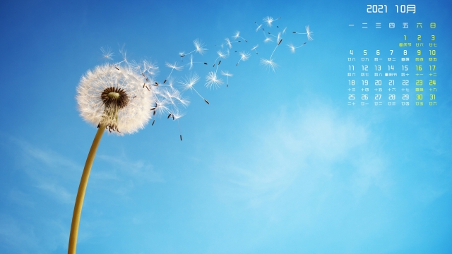 2021年10月蒲公英日历高清桌面壁纸