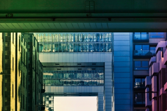 彩色色调处理城市高楼大厦建筑