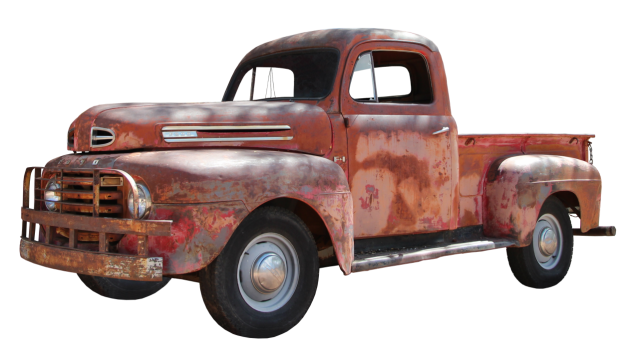 老旧生锈的敞篷货车