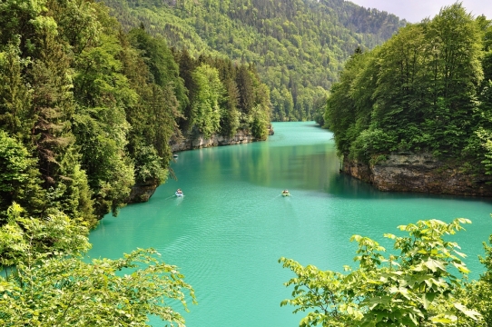 世外桃源雨林环绕清澈湖泊自然风光