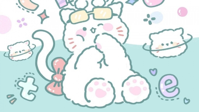 手绘萌系小猫高清桌面壁纸