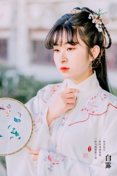 汉服团扇花钿少女