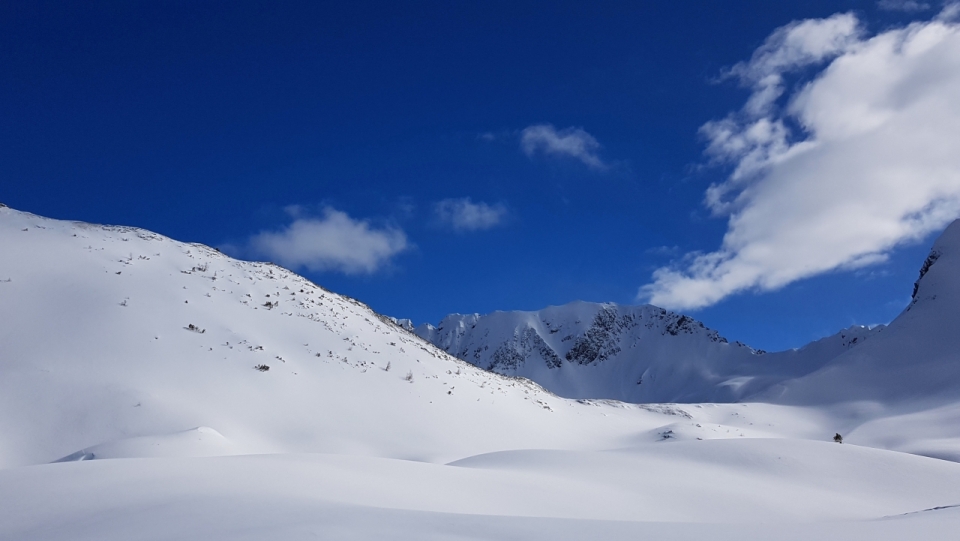 晴朗天空高原雪山白色山峰自然风景