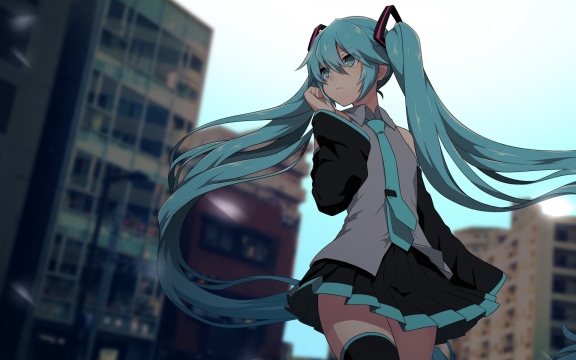 初音未来唯美插画高清桌面壁纸